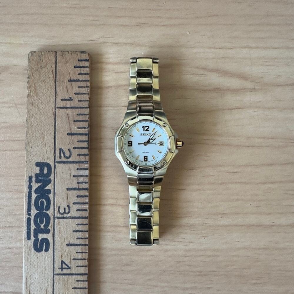 Seiko Le Grand Sport Gold Tone Watch White - Picture 2 of 3